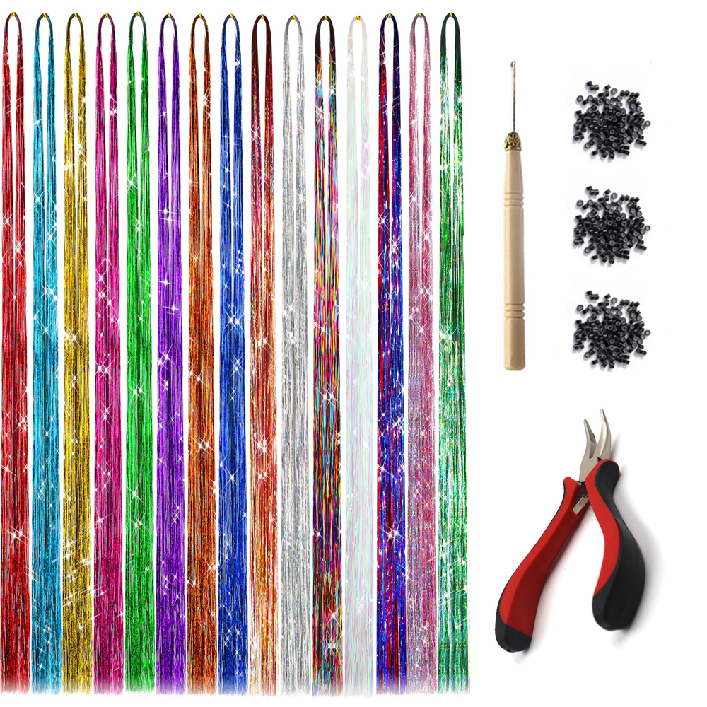 Tinsel Garland Decoration - 36inch Sparkle Hair Tinsel Rainbow Colored