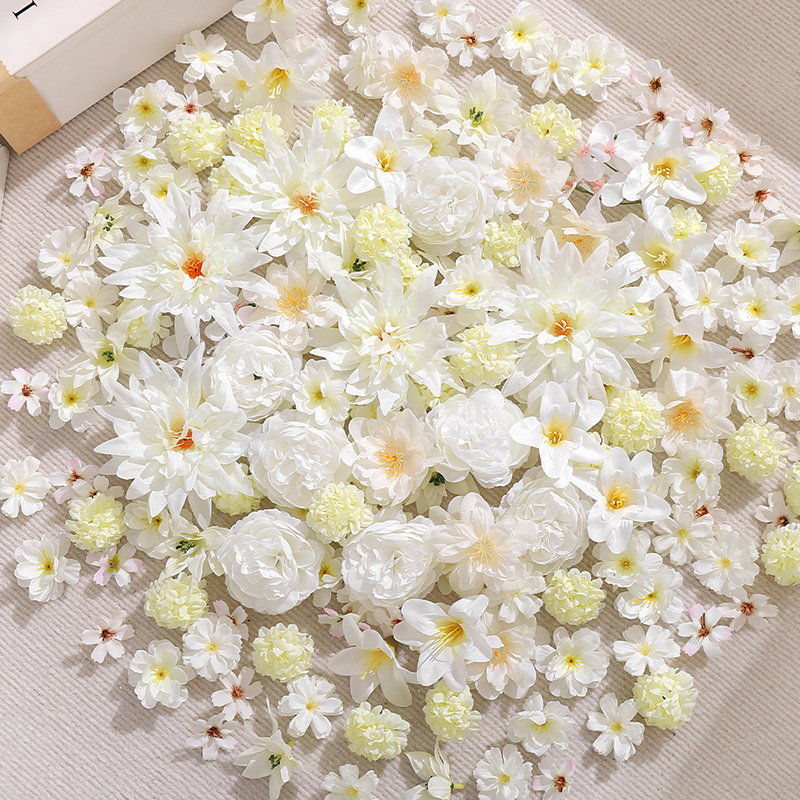 Christmas Wreath Fake - 20Pcs Mix White Artificial Flowers Head