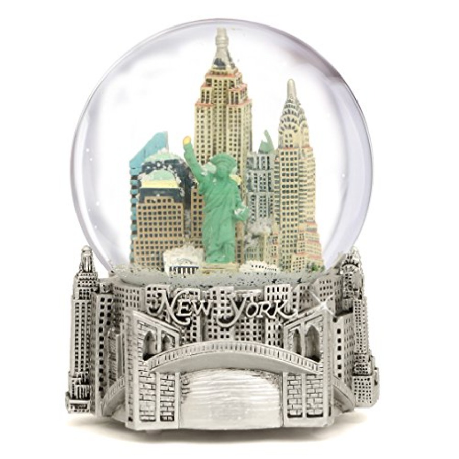 Snow Globe Musical - Silver Musical New York City Snow