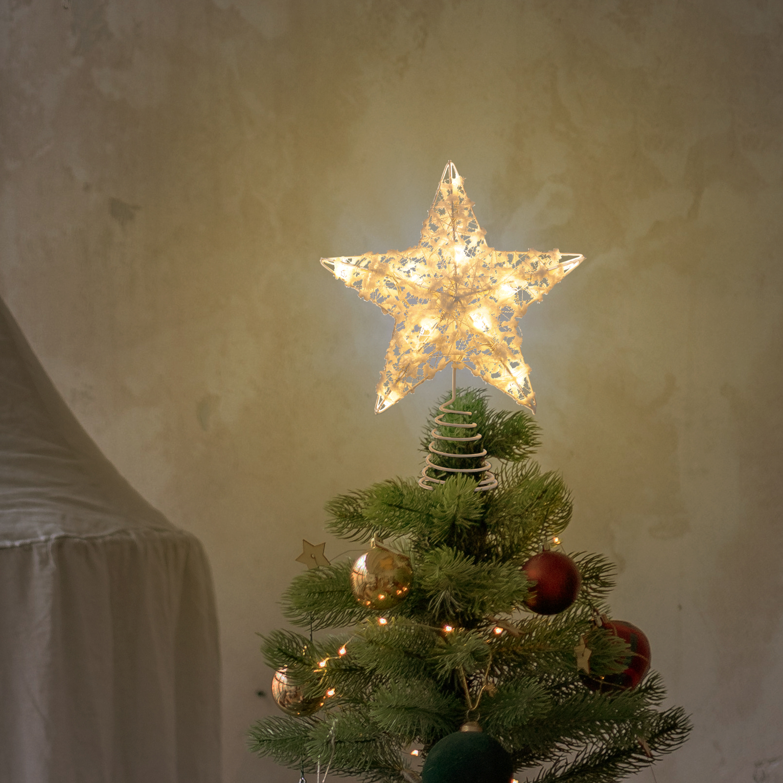 1Pcs Christmas Tree Star Lamp  - Star Tree Topper avaliação e preço