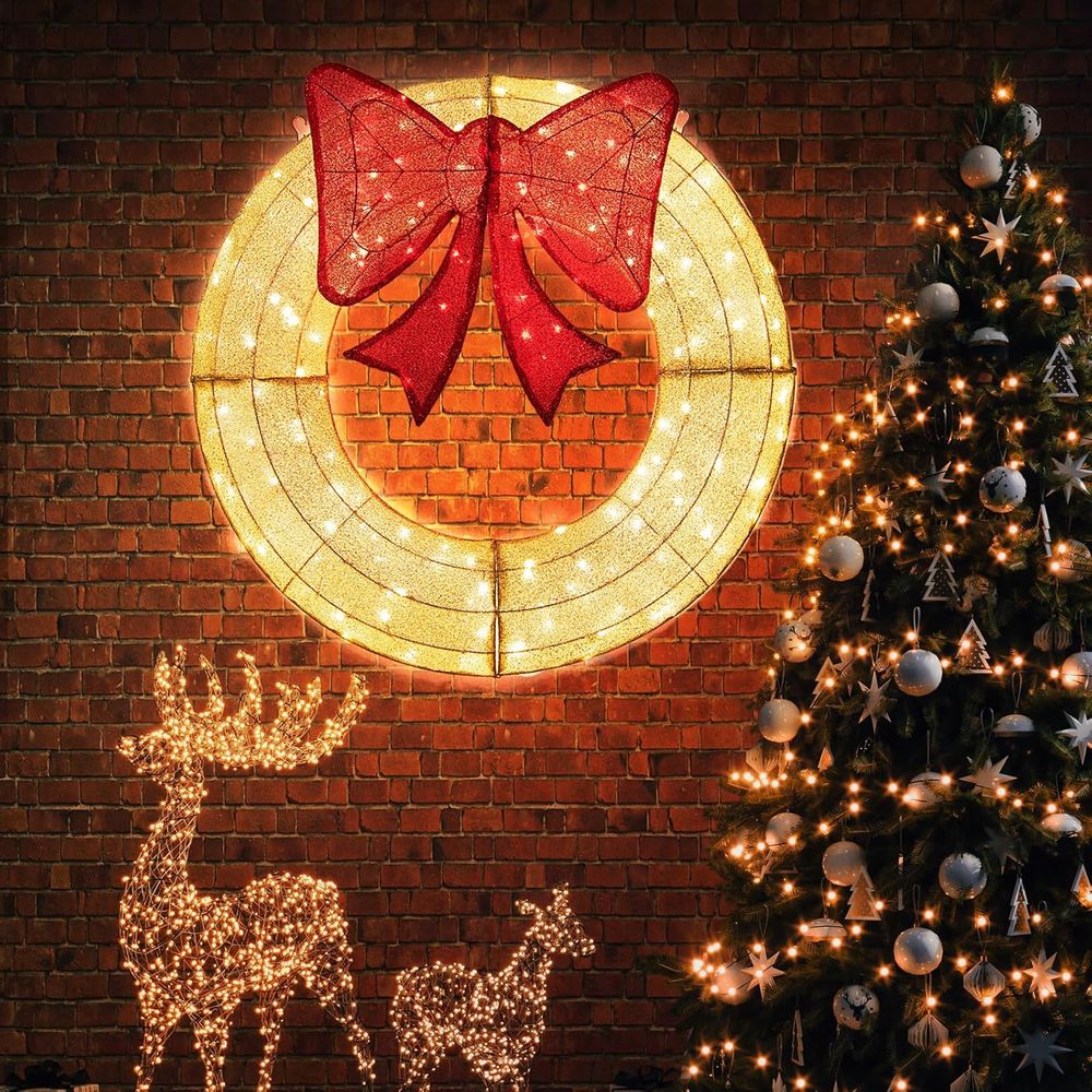 48 Inch Pre-Lit Christmas Wrea - Christmas Lights Outdoor avaliação e preço
