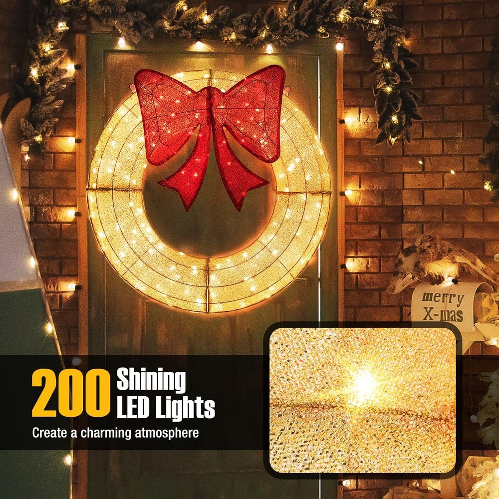 48 Inch Pre-Lit Christmas Wrea - Christmas Lights Outdoor avaliação e preço