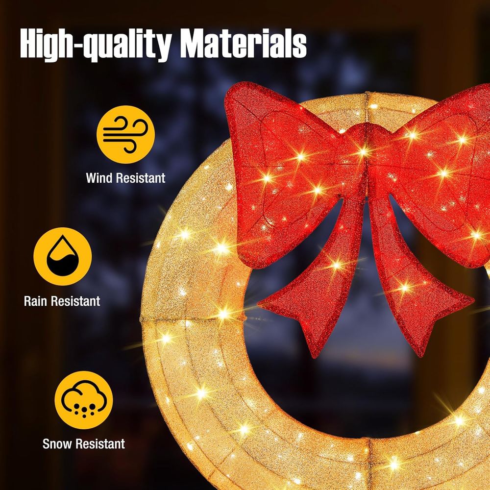 48 Inch Pre-Lit Christmas Wrea - Christmas Lights Outdoor avaliação e preço