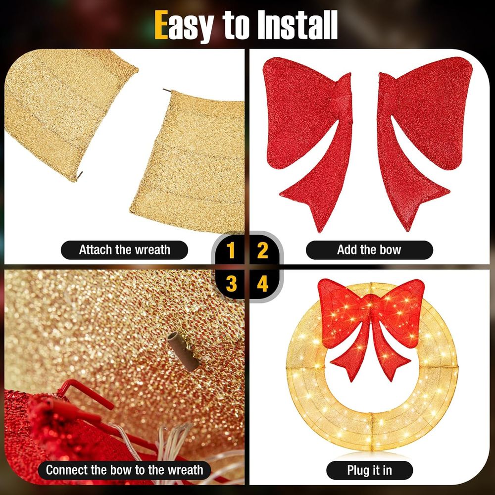 48 Inch Pre-Lit Christmas Wrea - Christmas Lights Outdoor avaliação e preço