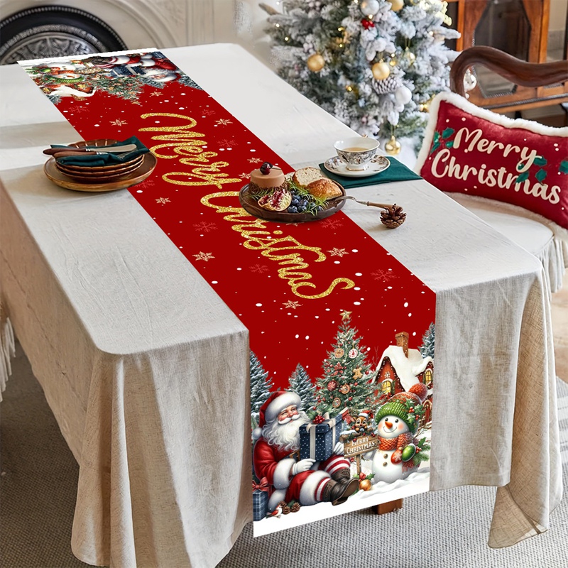Christmas Santa Snowman Table  - Christmas Table Runner avaliação e preço
