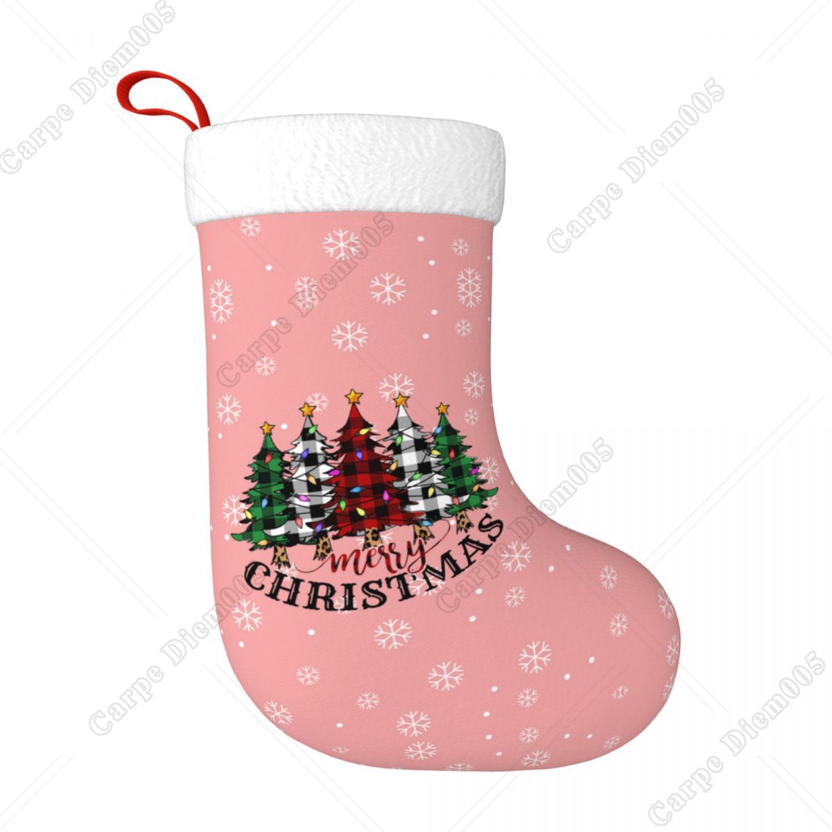 Pink Snowflakes Christmas Tree - Christmas Stocking Hanging avaliação e preço