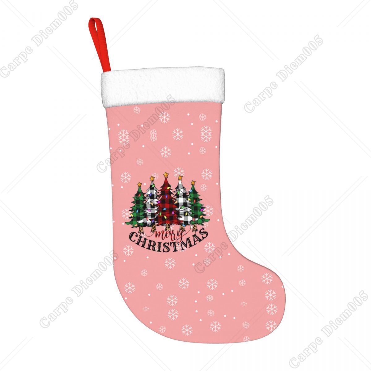 Pink Snowflakes Christmas Tree - Christmas Stocking Hanging avaliação e preço