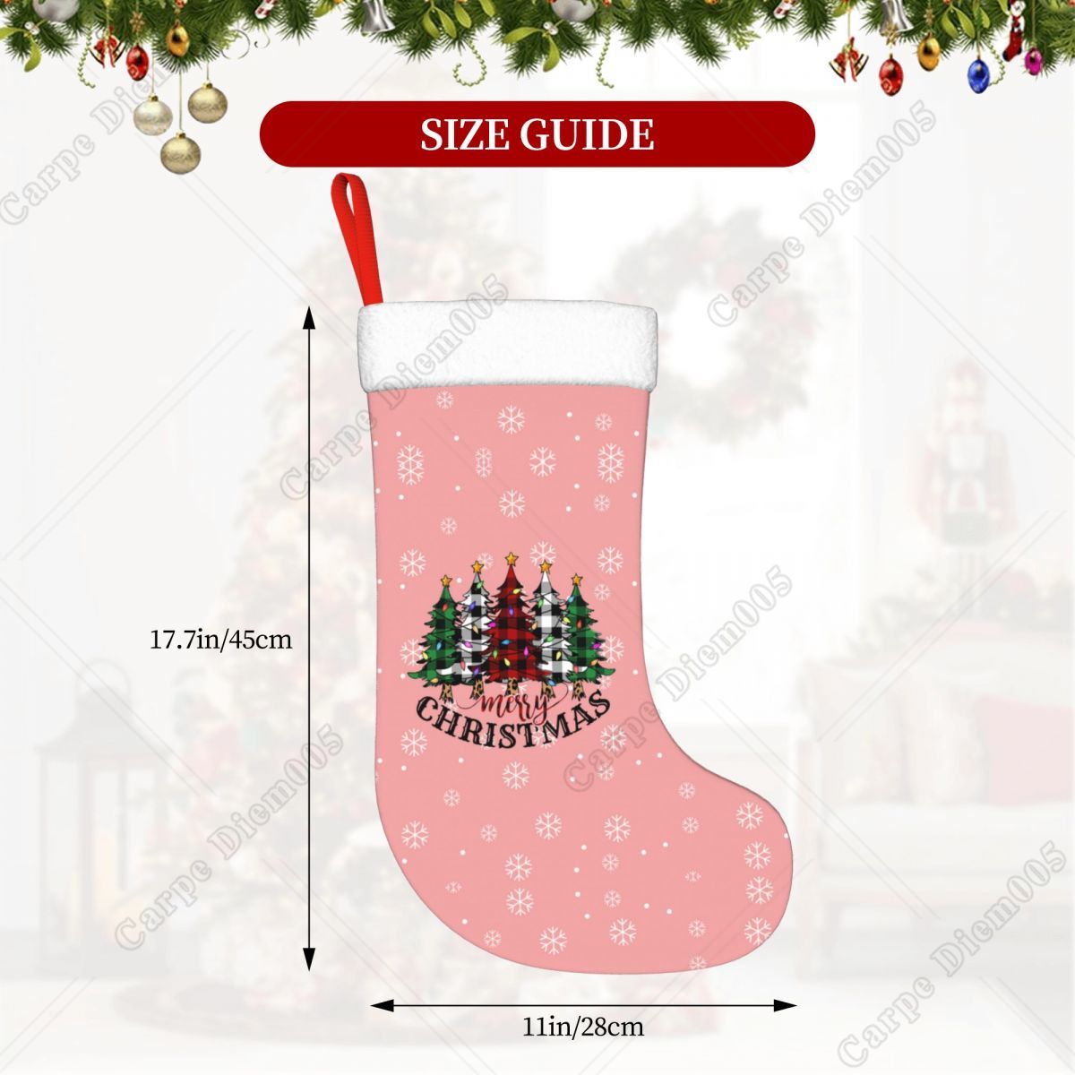 Pink Snowflakes Christmas Tree - Christmas Stocking Hanging avaliação e preço
