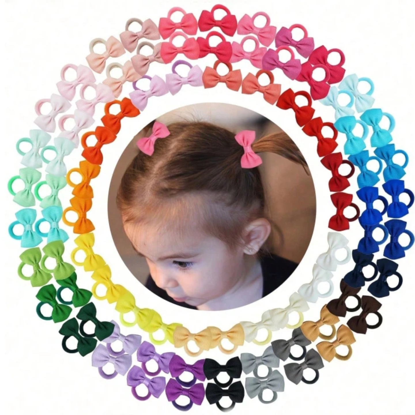 40/60/80 Baby Girls Hair Ties  - Ribbon Bow Gift avaliação e preço