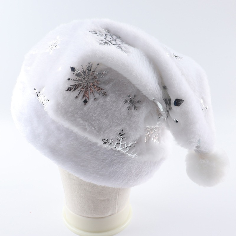 White Plush Christmas Hat Gold - Santa Hat Plush avaliação e preço