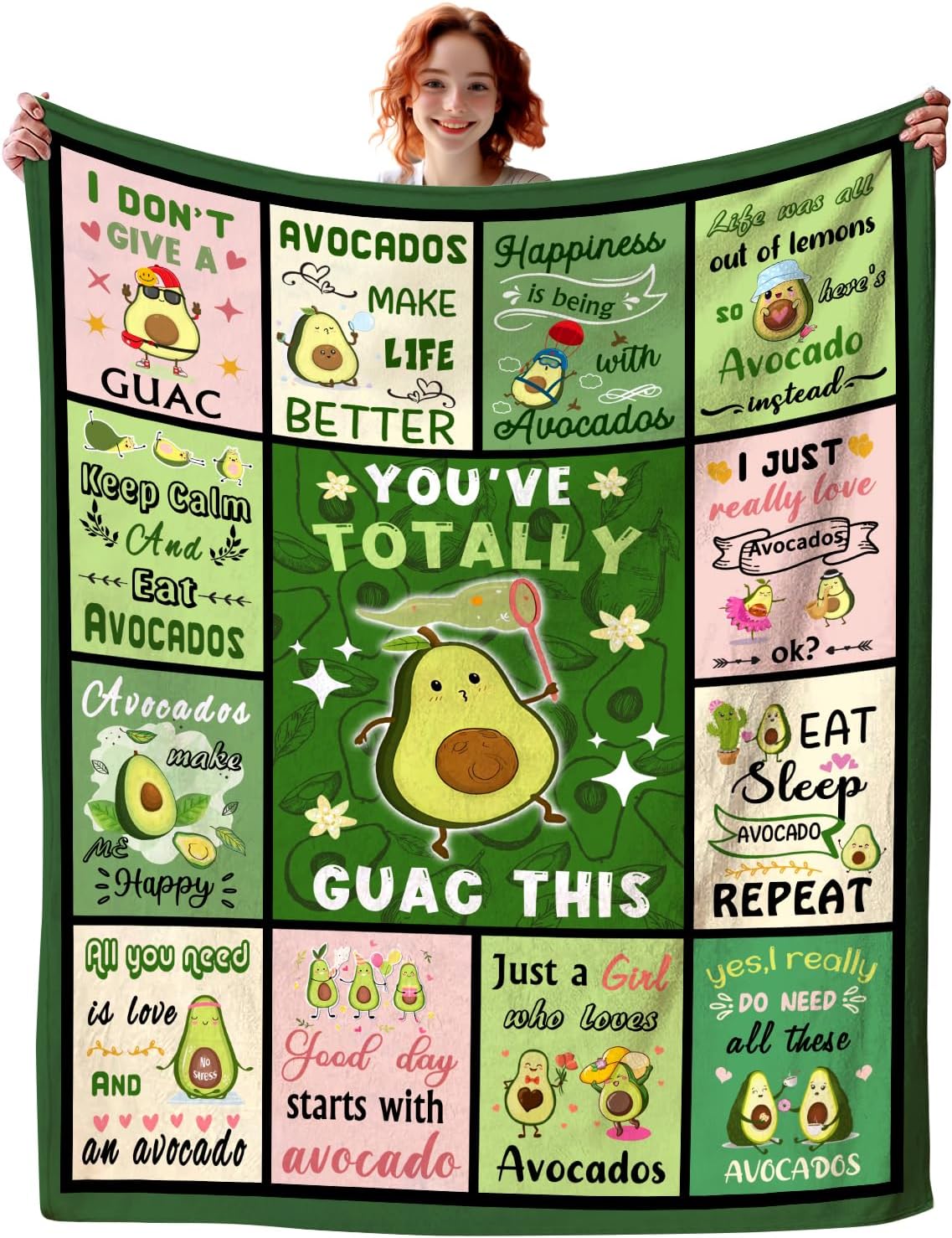 Avocado Blanket Cartoon Avocad - Christmas Throw Blanket avaliação e preço