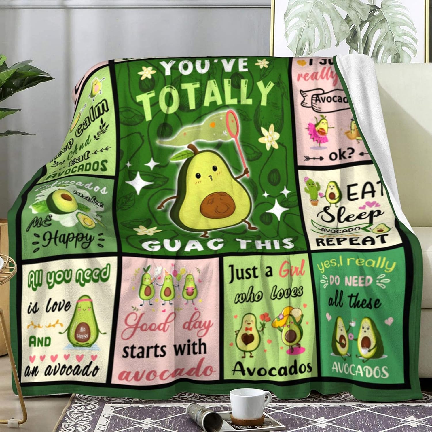 Avocado Blanket Cartoon Avocad - Christmas Throw Blanket avaliação e preço