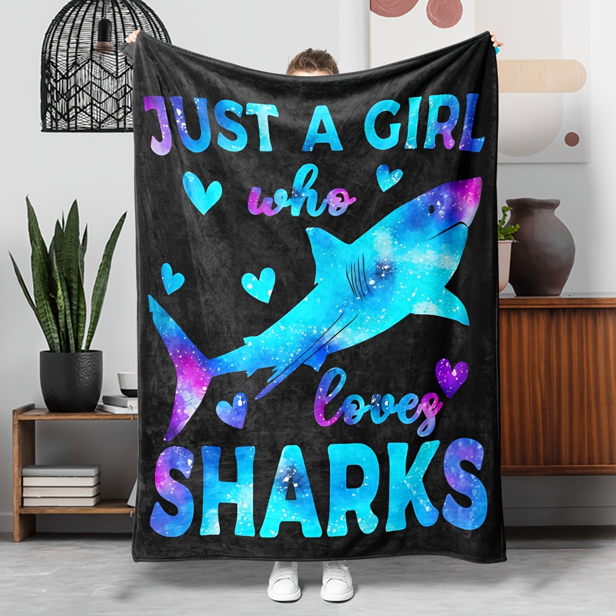 Cozy Shark-Themed Flannel Thro - Christmas Throw Blanket avaliação e preço