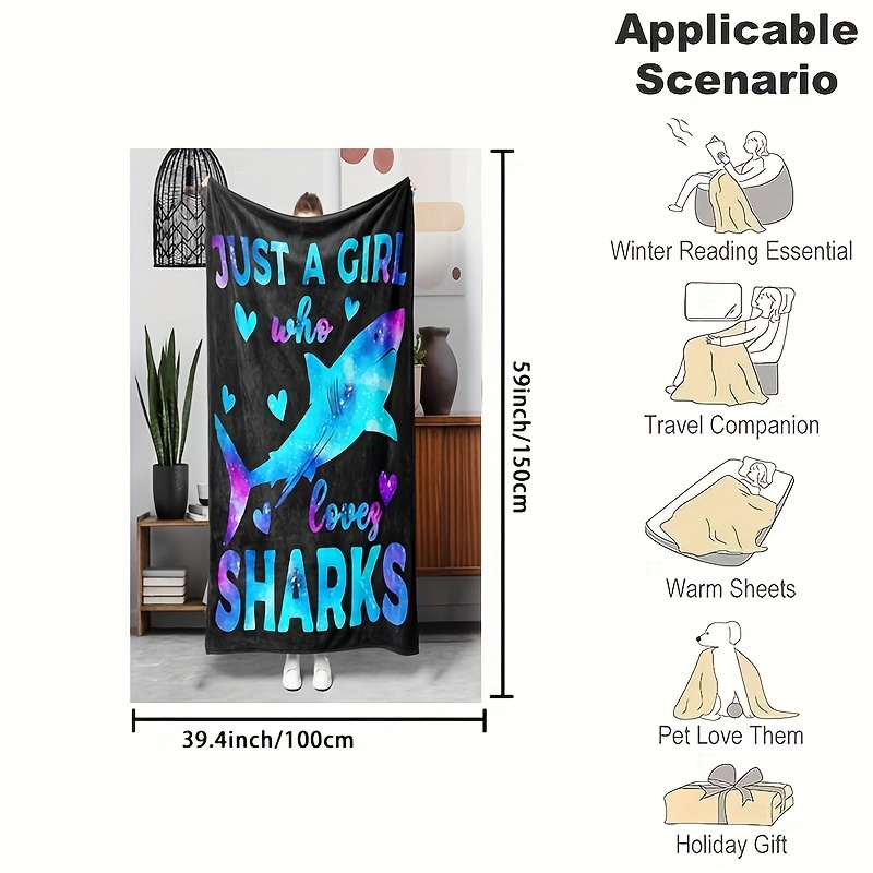 Cozy Shark-Themed Flannel Thro - Christmas Throw Blanket avaliação e preço