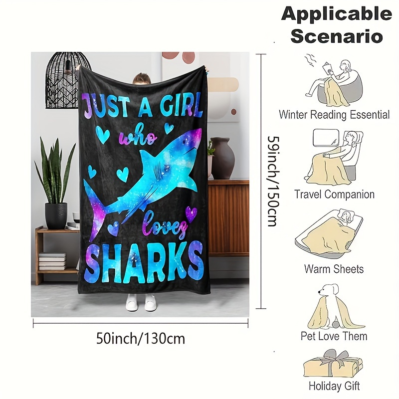 Cozy Shark-Themed Flannel Thro - Christmas Throw Blanket avaliação e preço