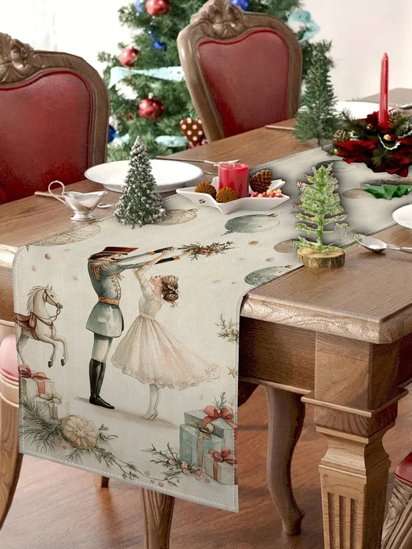 1pc Christmas Nutcracker & Bal - Christmas Table Runner avaliação e preço