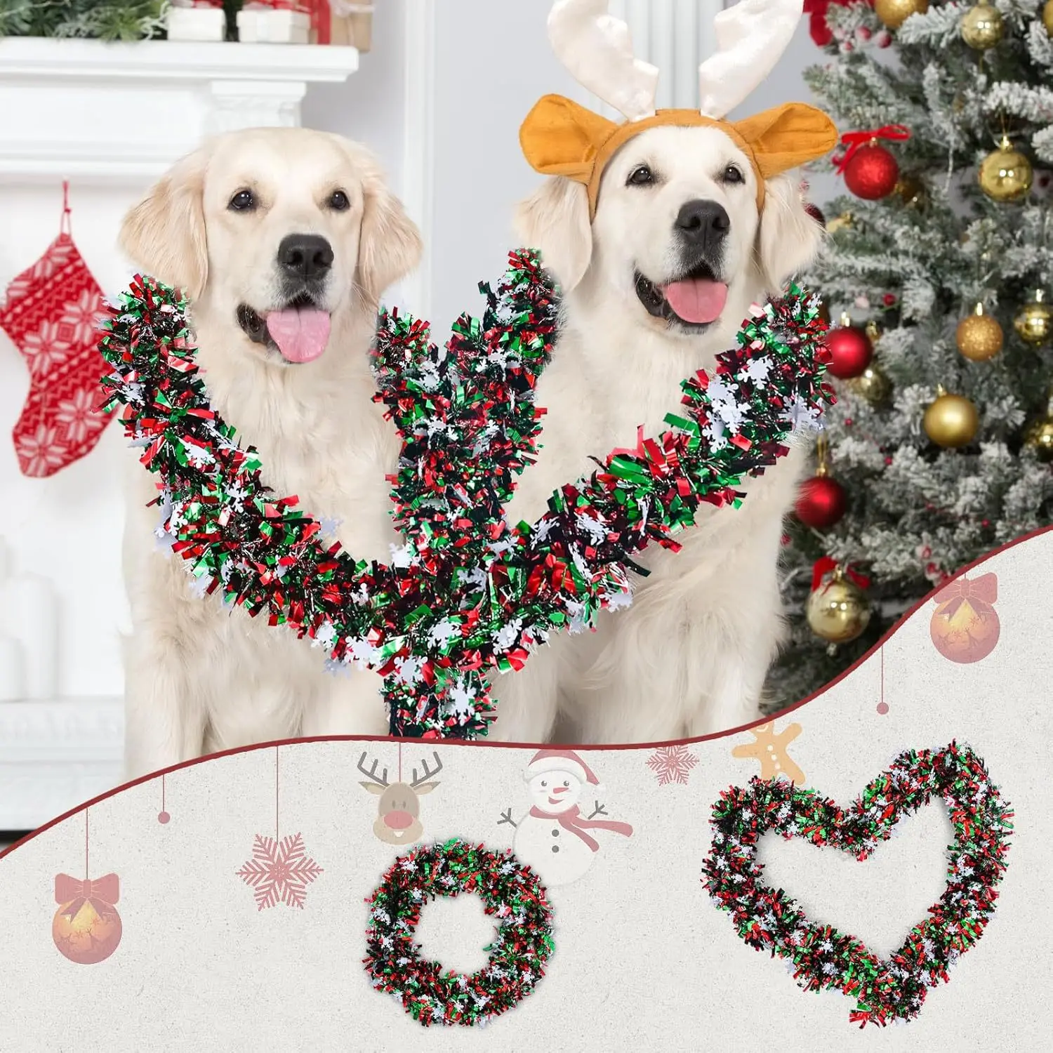 2M Christmas Snowflake Tinsel  - Tinsel Garland Decoration avaliação e preço