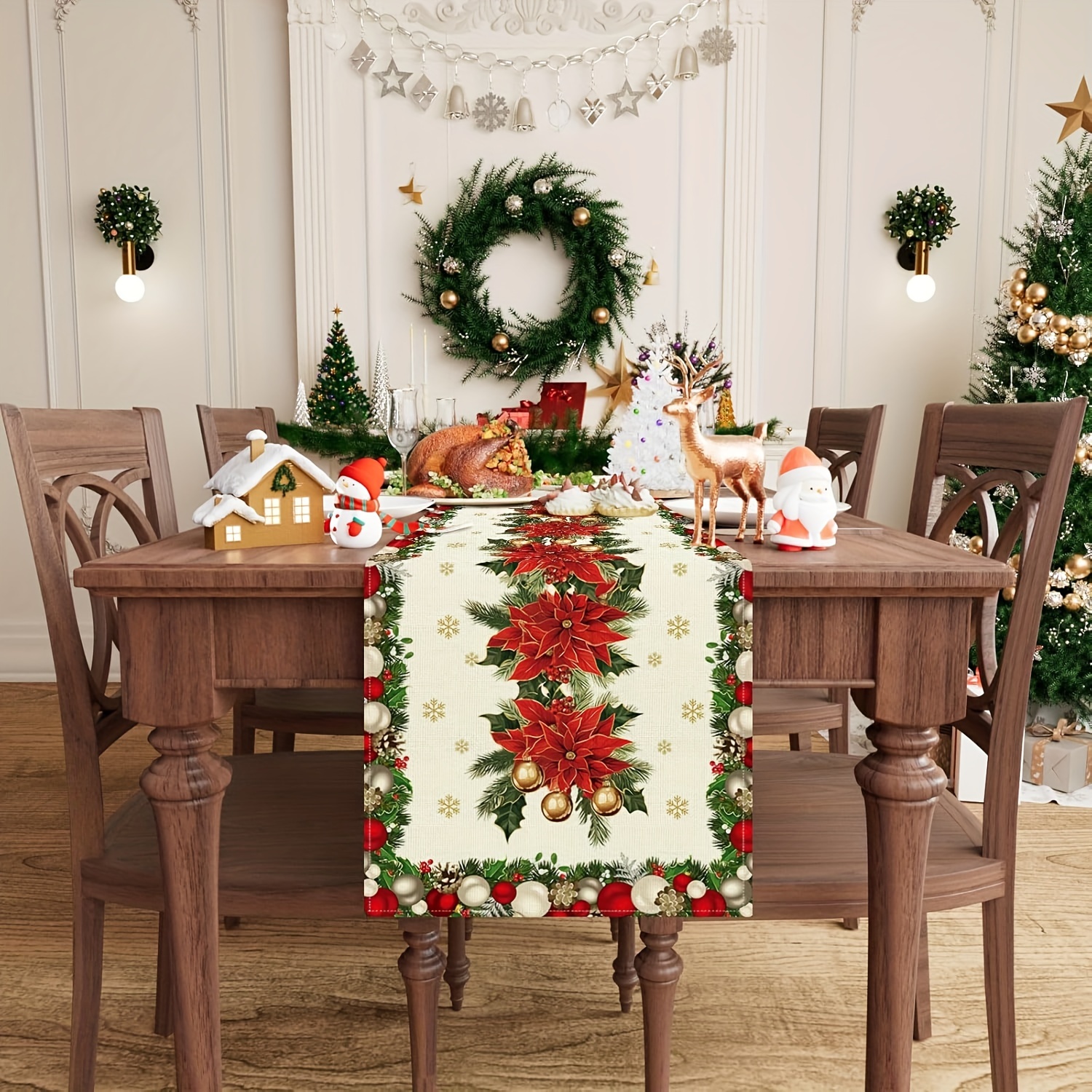 1pc Multi-Size Winter Floral T - Christmas Table Runner avaliação e preço