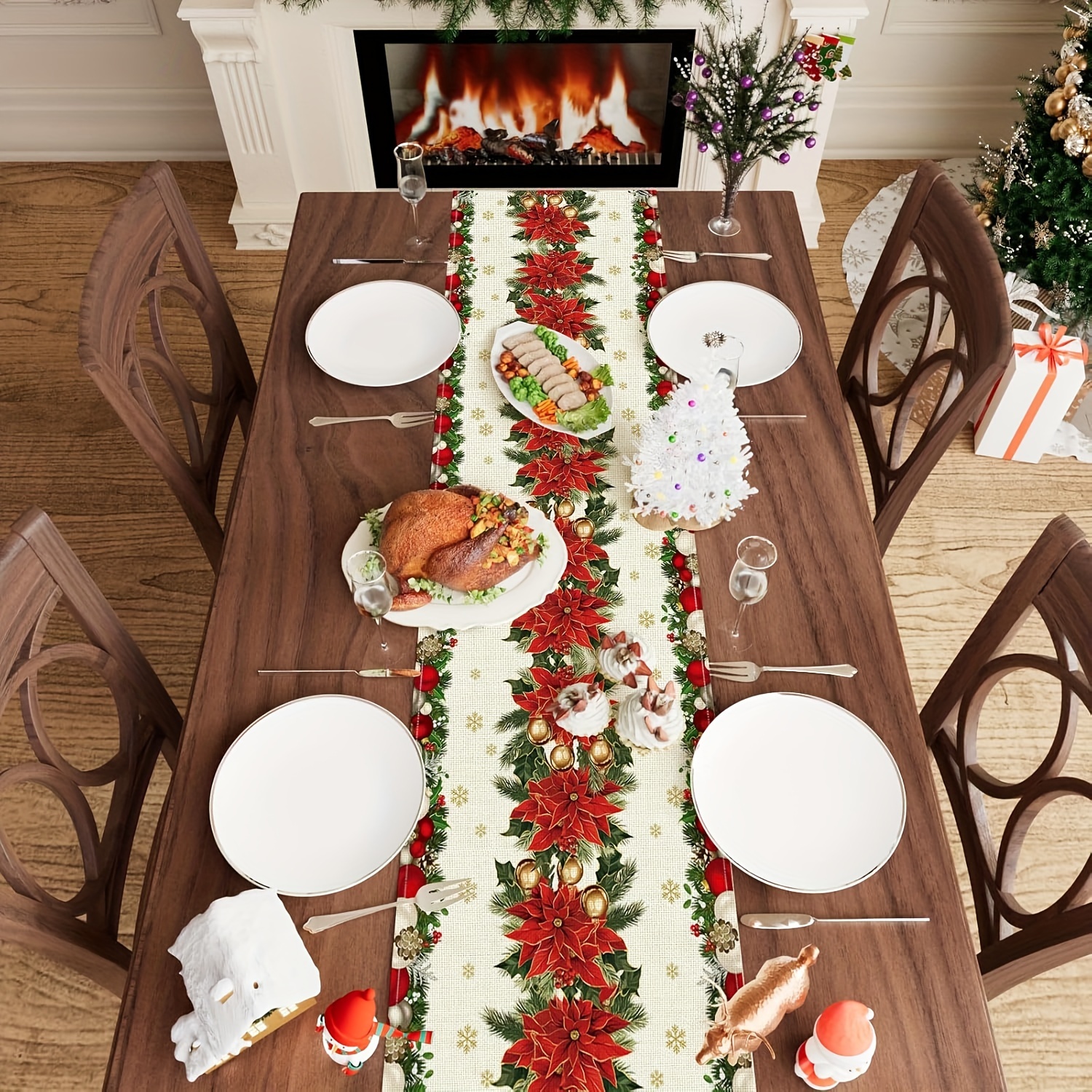 1pc Multi-Size Winter Floral T - Christmas Table Runner avaliação e preço