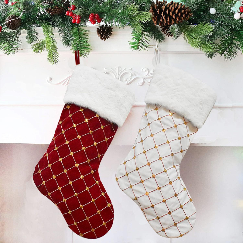 Christmas Stocking Soft Faux F - Christmas Stocking Hanging avaliação e preço