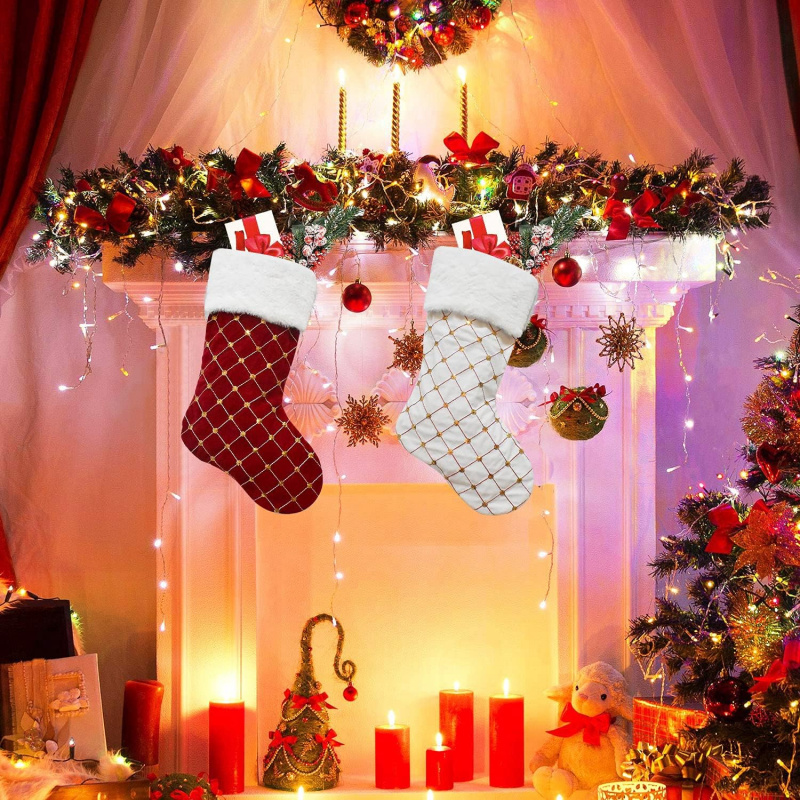 Christmas Stocking Soft Faux F - Christmas Stocking Hanging avaliação e preço