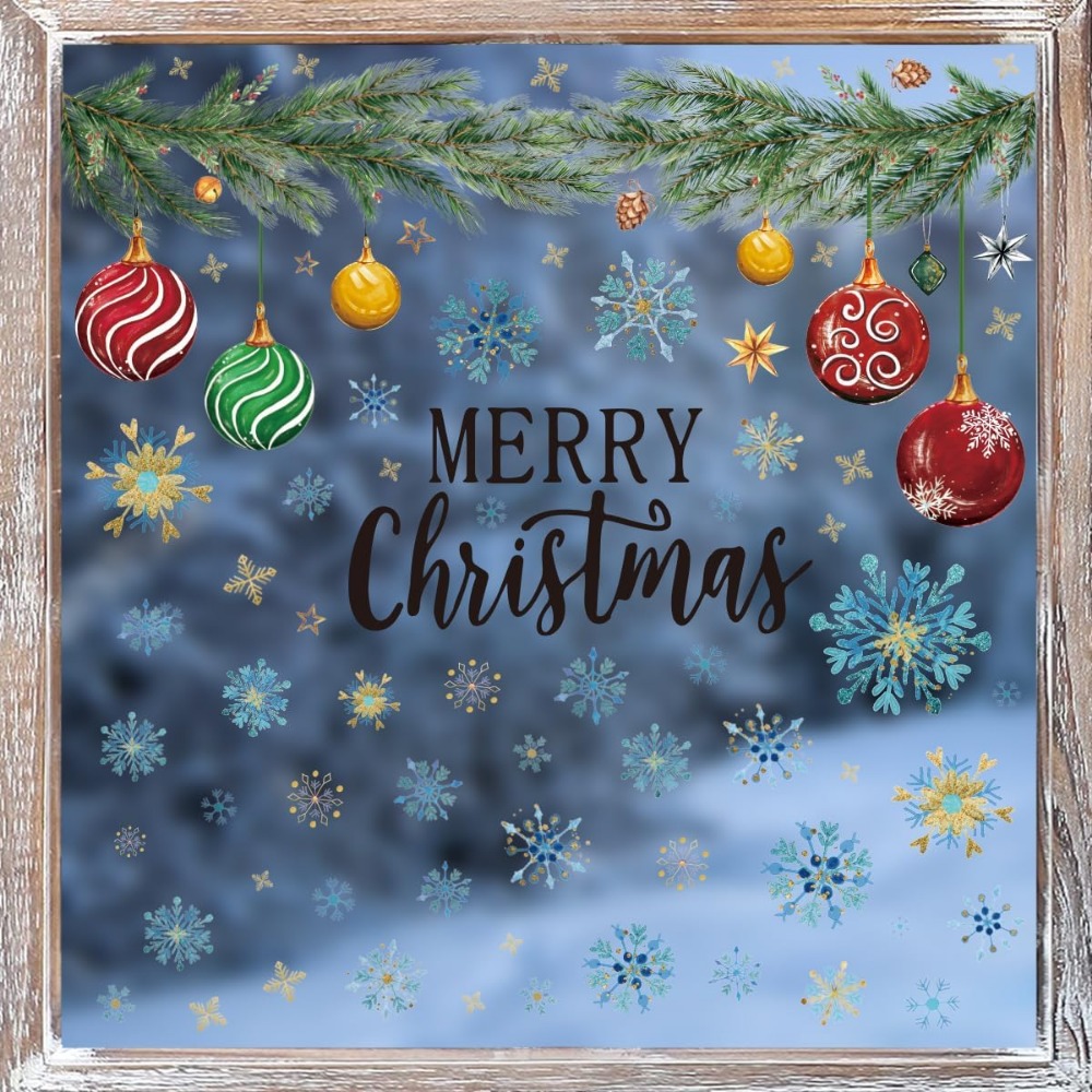 221 PCS Christmas Window Cling - Snowflake Window Decal avaliação e preço