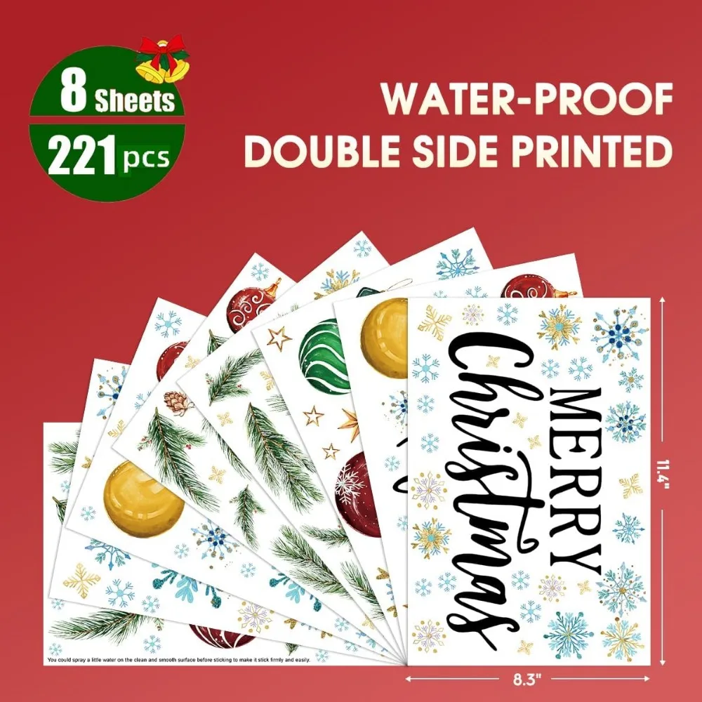 221 PCS Christmas Window Cling - Snowflake Window Decal avaliação e preço