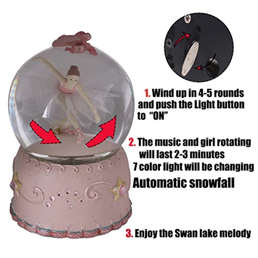 Ballerina Girl Swan Lake Rotat - Snow Globe Musical avaliação e preço