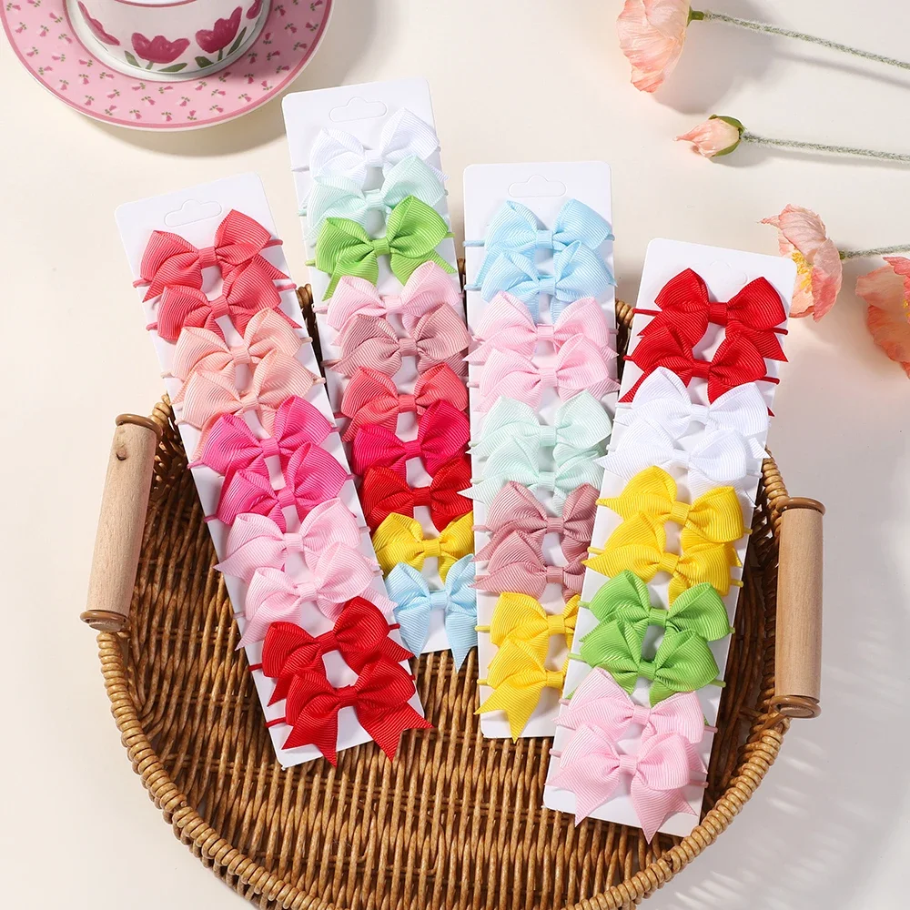 10Pcs Bows Elastic Hair rubber - Ribbon Bow Gift avaliação e preço