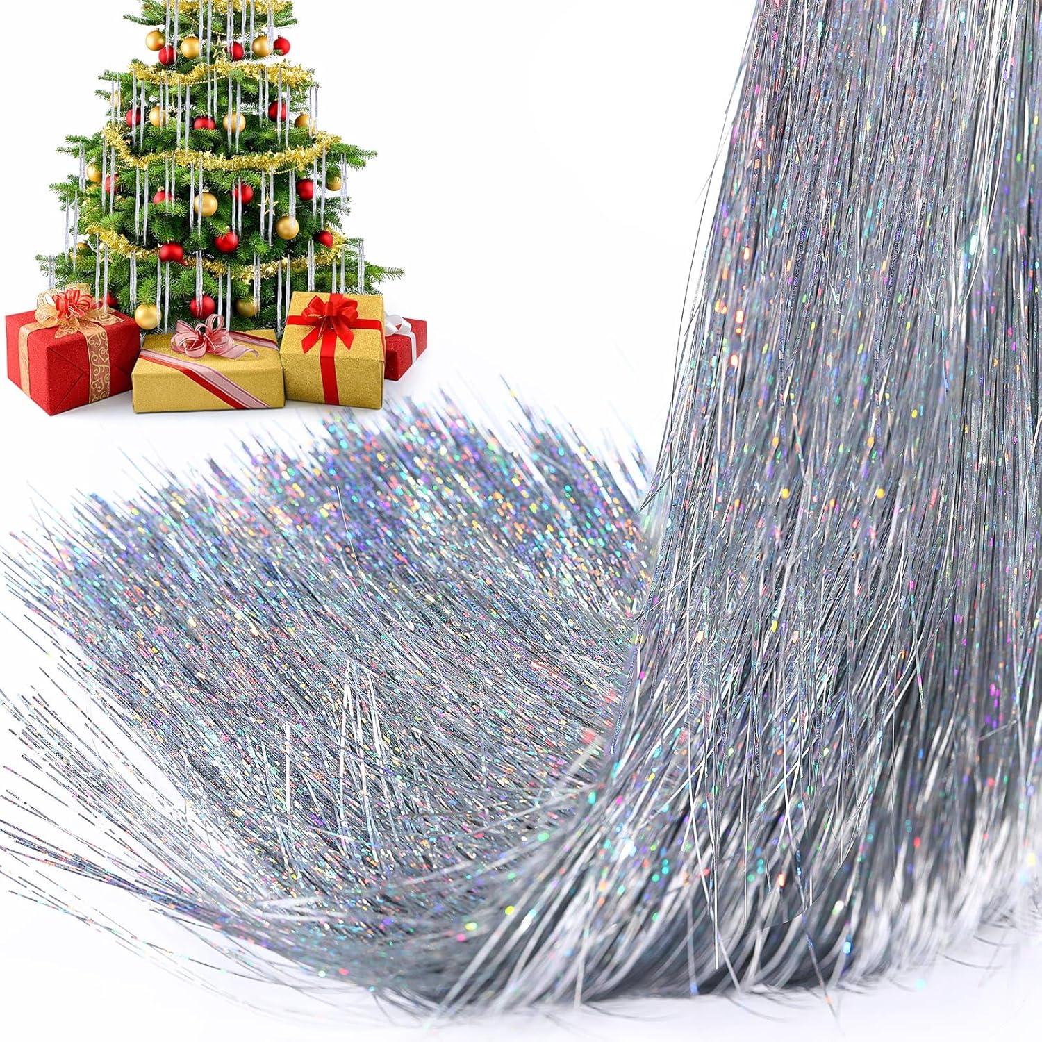 3000 Strands Icicles Iridescen - Tinsel Garland Decoration avaliação e preço
