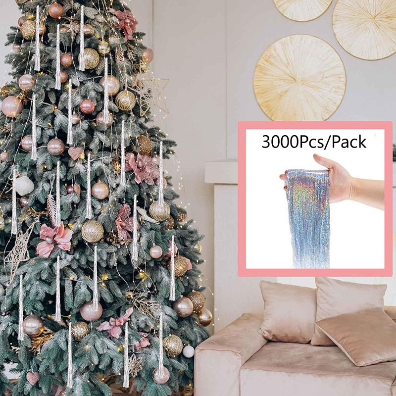 3000 Strands Icicles Iridescen - Tinsel Garland Decoration avaliação e preço