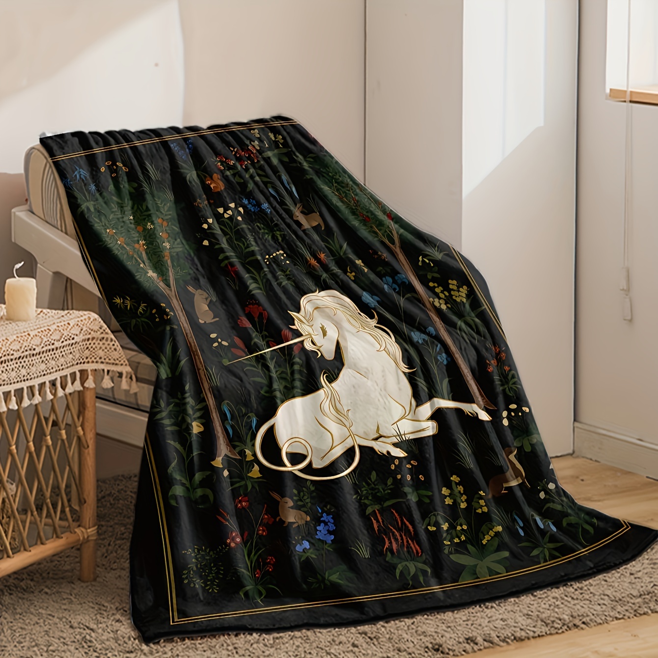 1pc Magical Unicorn Forest Thr - Christmas Throw Blanket avaliação e preço