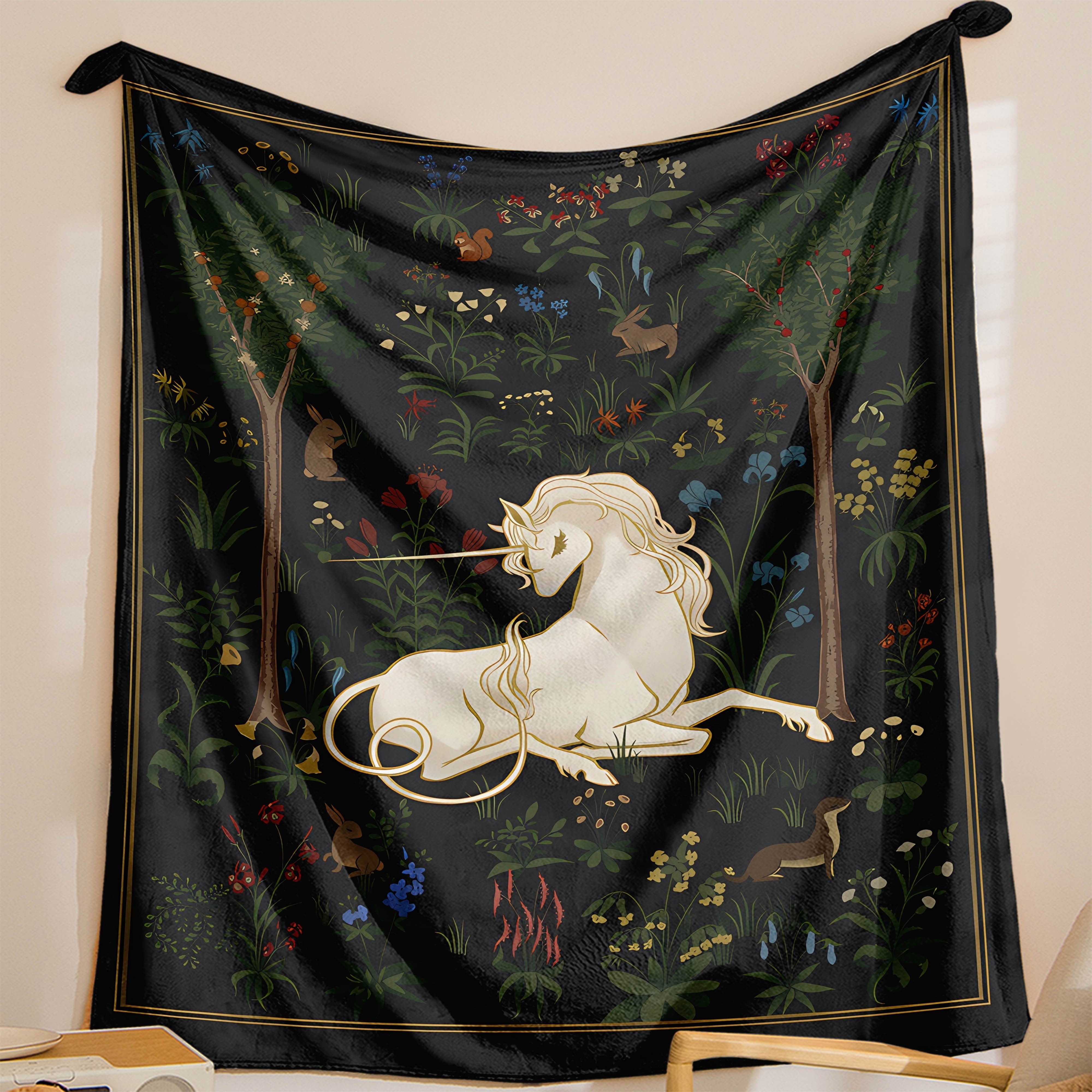 1pc Magical Unicorn Forest Thr - Christmas Throw Blanket avaliação e preço