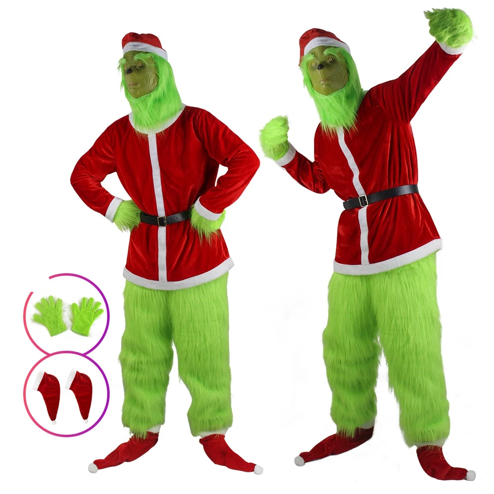 Merry Christmas Grinch Cosplay - Santa Hat Plush avaliação e preço