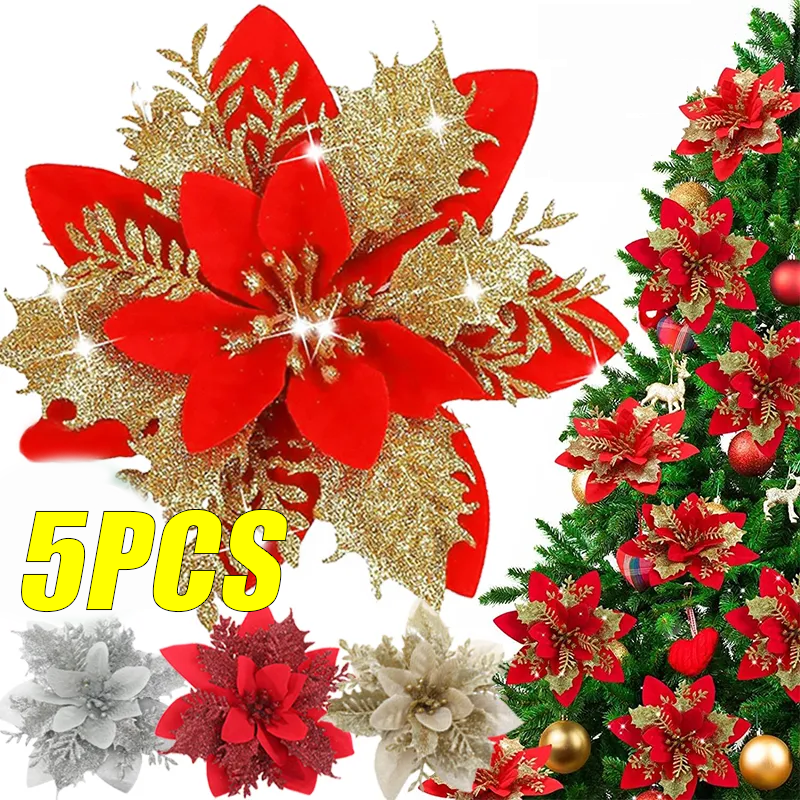 5PCS Christmas Flowers Christm - Christmas Tree Artificial avaliação e preço