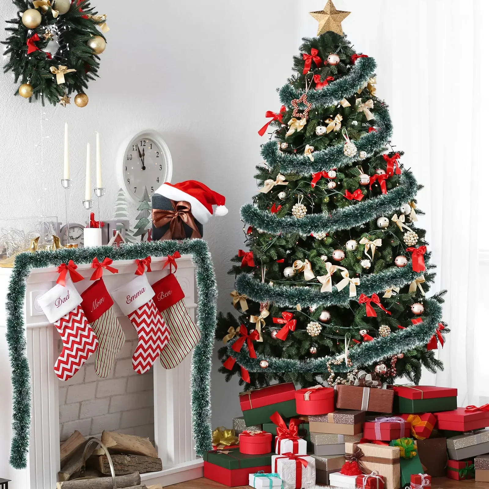 2/40m Christmas Tinsel Ribbons - Tinsel Garland Decoration avaliação e preço