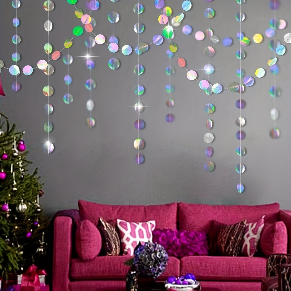 1pc Shimmering Iridescent Circ - Tinsel Garland Decoration avaliação e preço