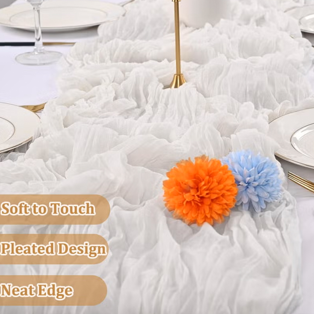 90x400CM Cheesecloth Table Run - Christmas Table Runner avaliação e preço