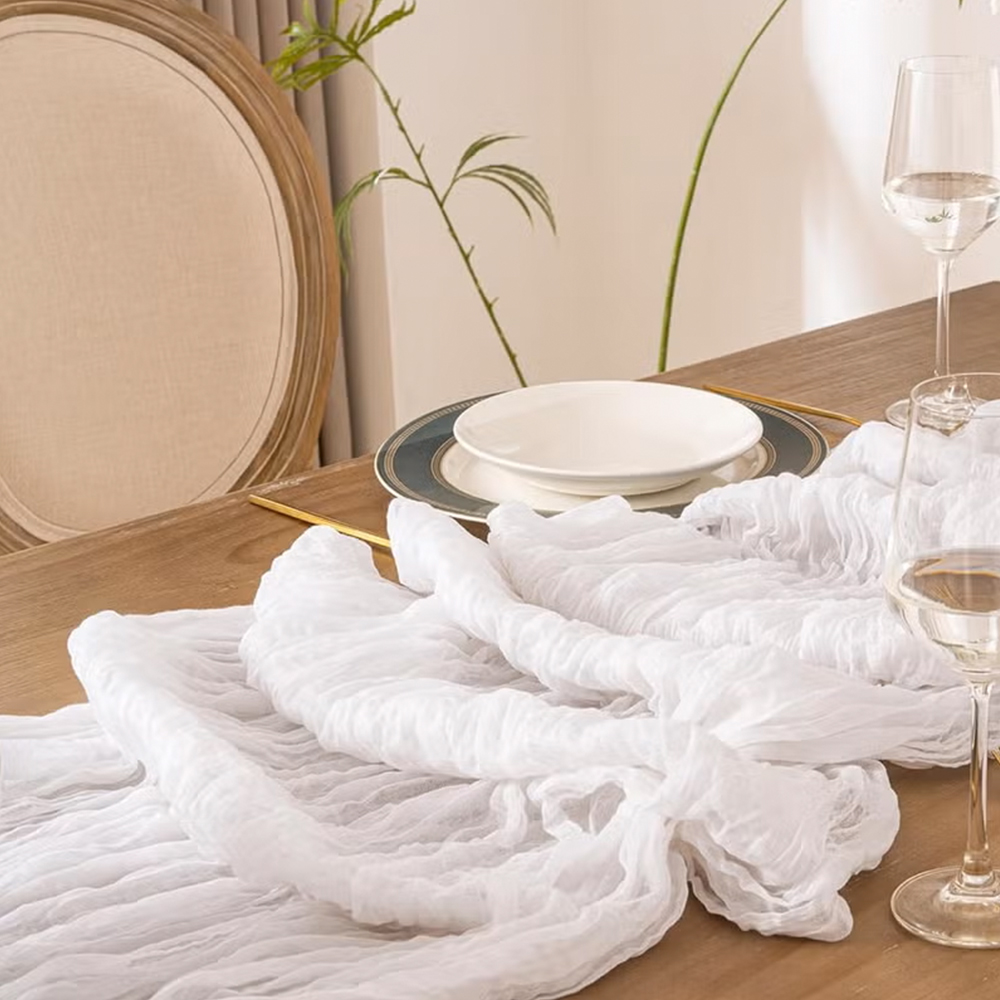 90x400CM Cheesecloth Table Run - Christmas Table Runner avaliação e preço