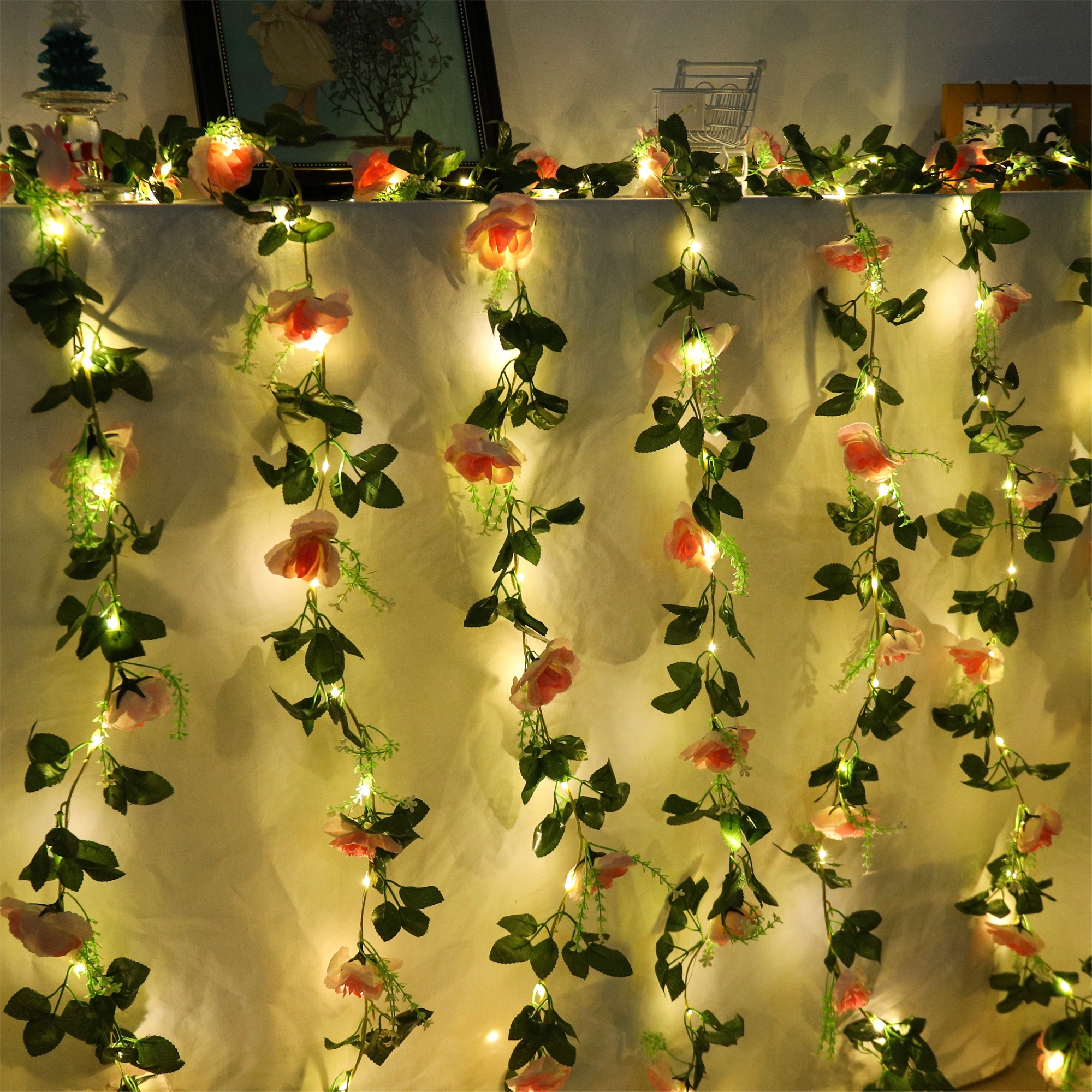 Rose LED Vine Light String Art - Christmas Wreath Fake avaliação e preço