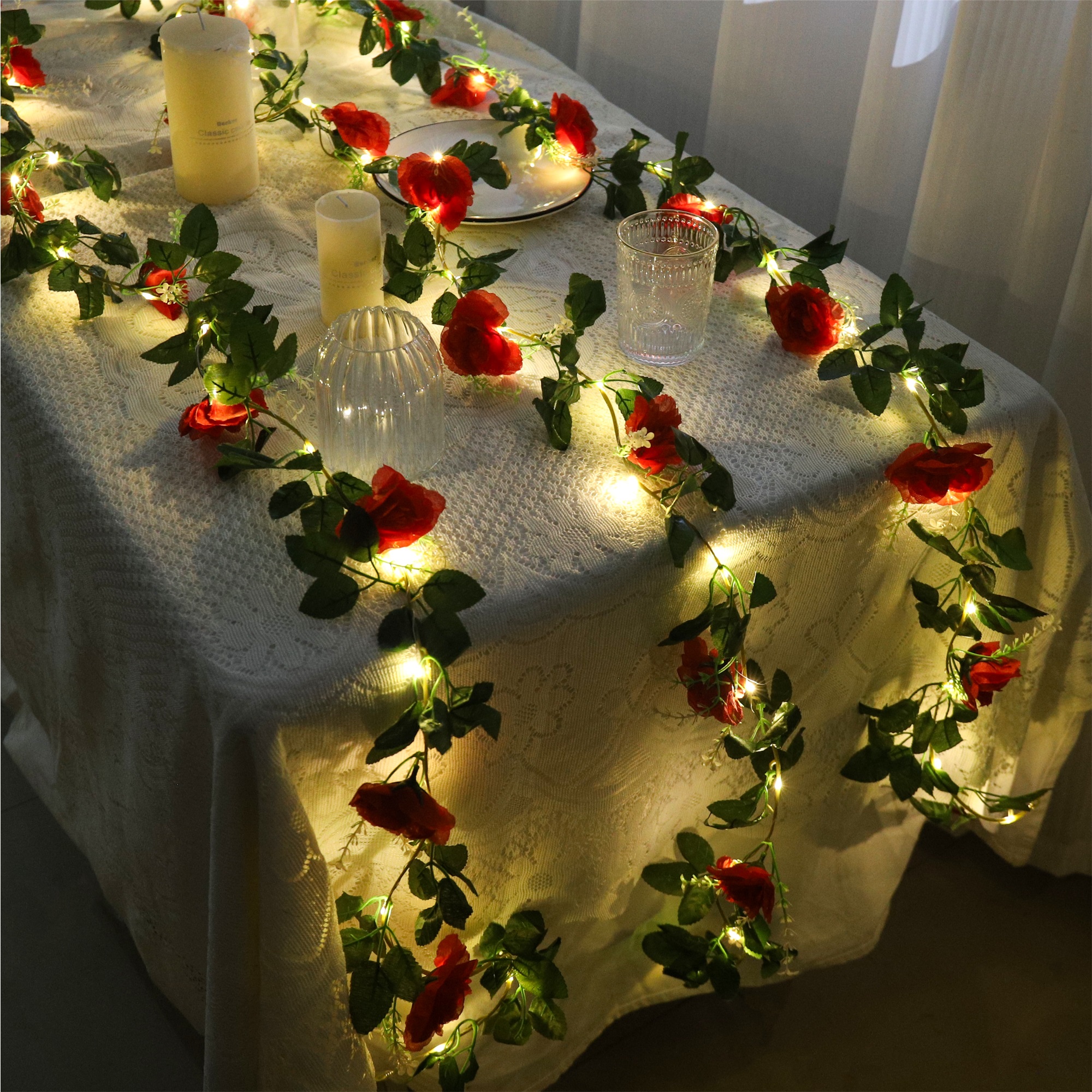 Rose LED Vine Light String Art - Christmas Wreath Fake avaliação e preço