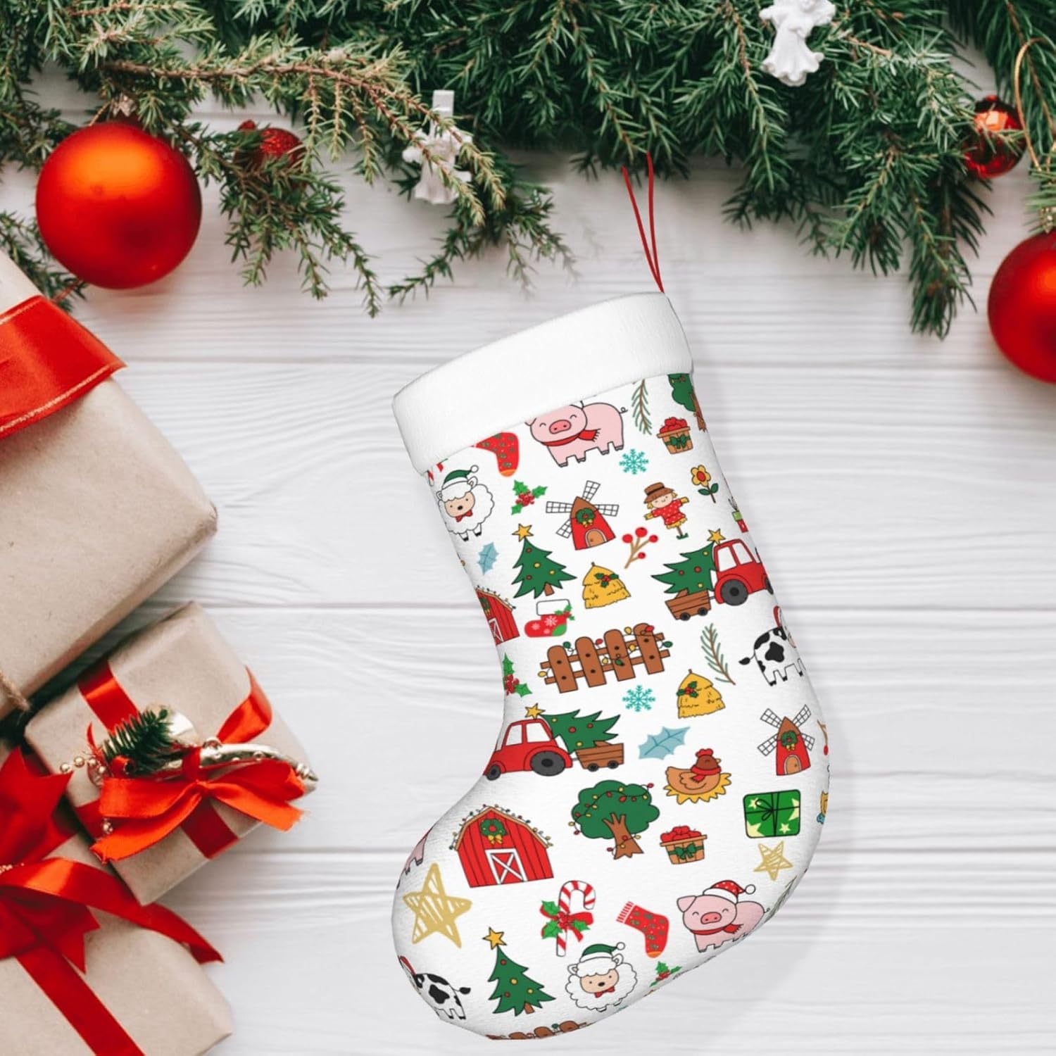 Farm Animals Christmas Stockin - Christmas Stocking Hanging avaliação e preço