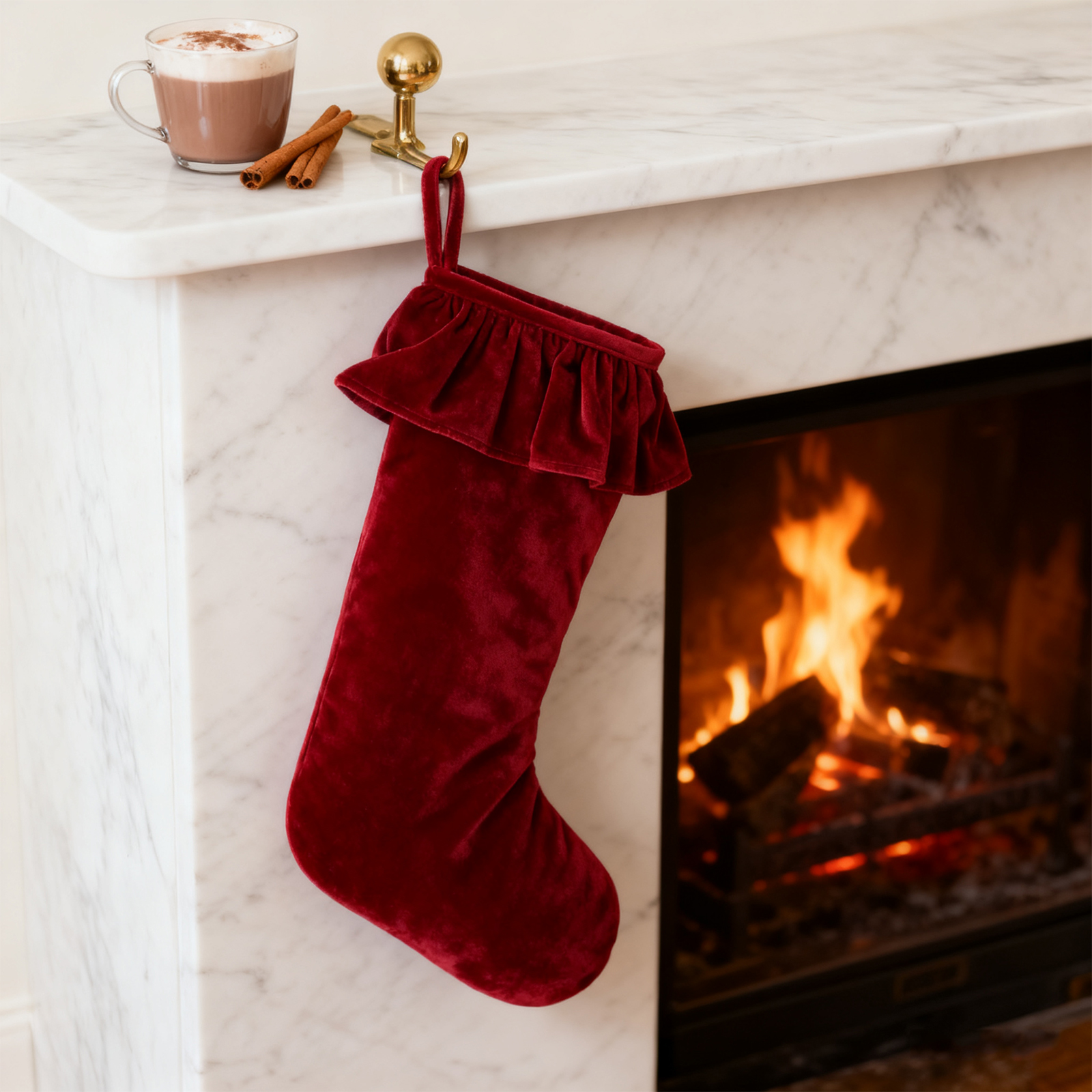 Velvet Christmas Stocking Holi - Christmas Stocking Hanging avaliação e preço