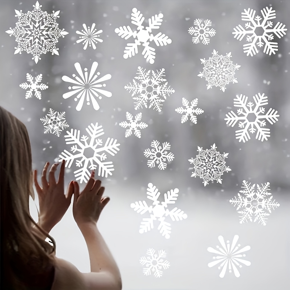 137Pcs Winter Snowflake Static - Snowflake Window Decal avaliação e preço