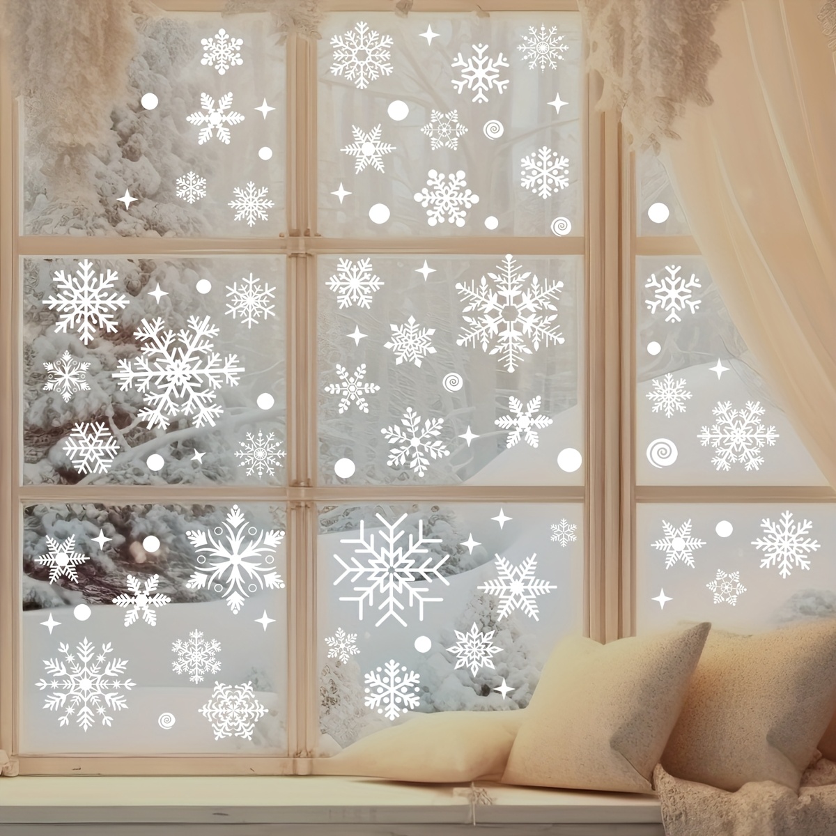 137Pcs Winter Snowflake Static - Snowflake Window Decal avaliação e preço
