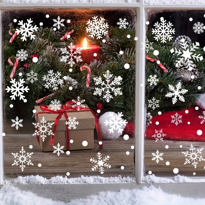 137Pcs Winter Snowflake Static - Snowflake Window Decal avaliação e preço
