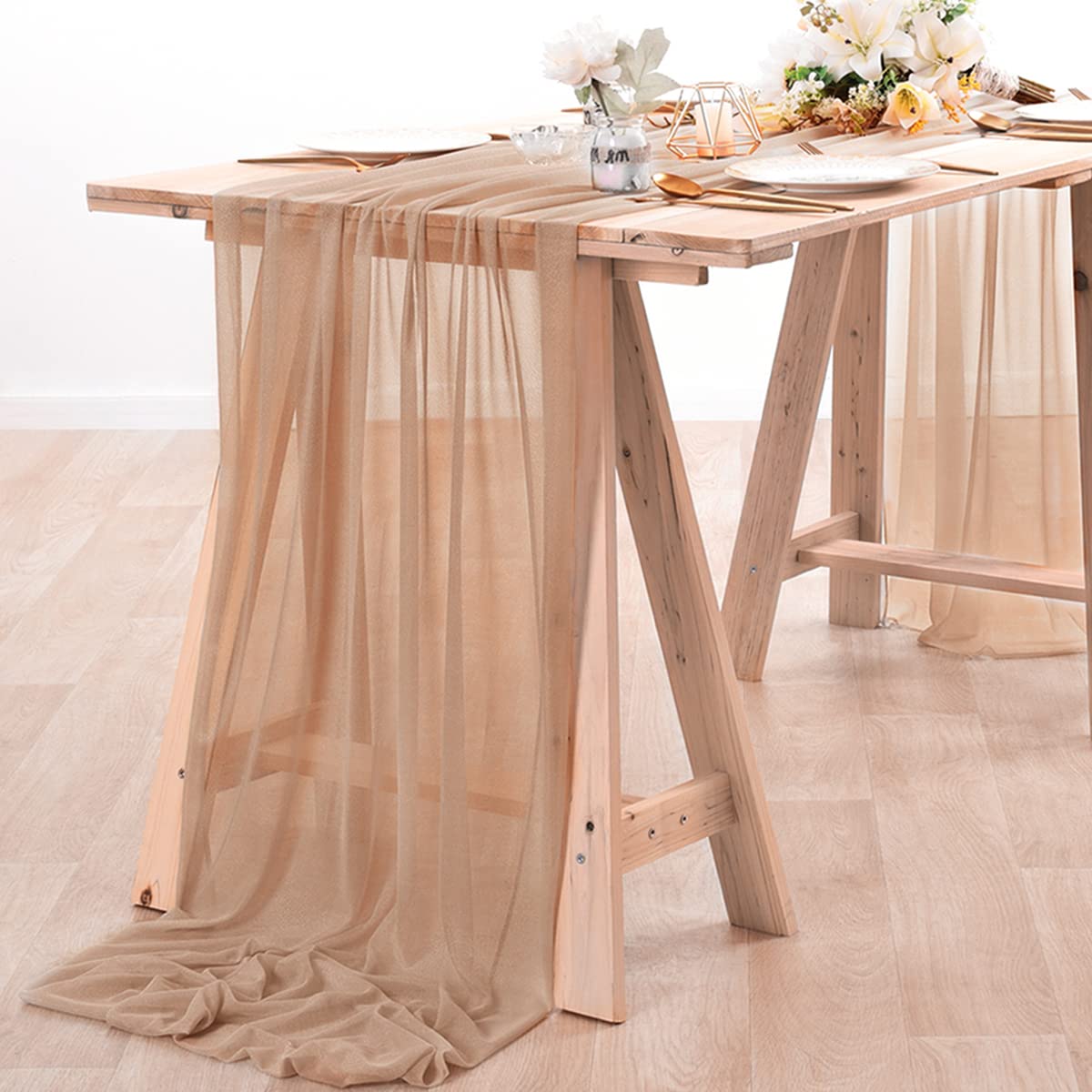 Chiffon Table Runner Nude Shee - Christmas Table Runner avaliação e preço