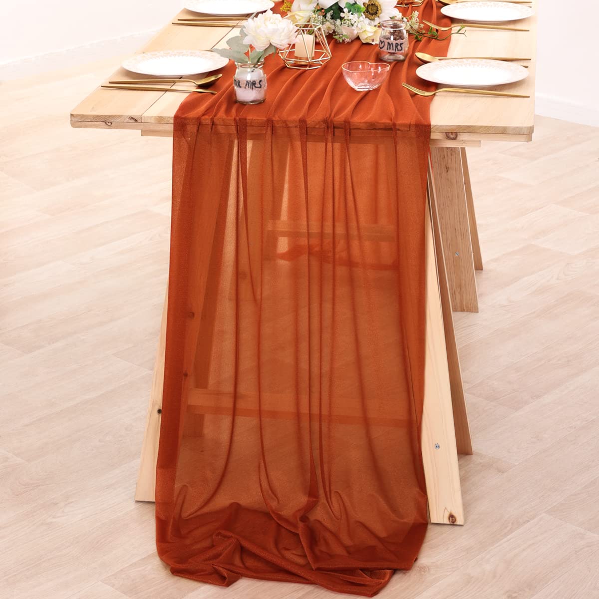 Chiffon Table Runner Nude Shee - Christmas Table Runner avaliação e preço
