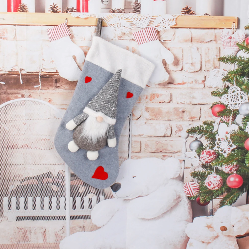 Christmas Plush Santa Claus Fa - Christmas Stocking Hanging avaliação e preço