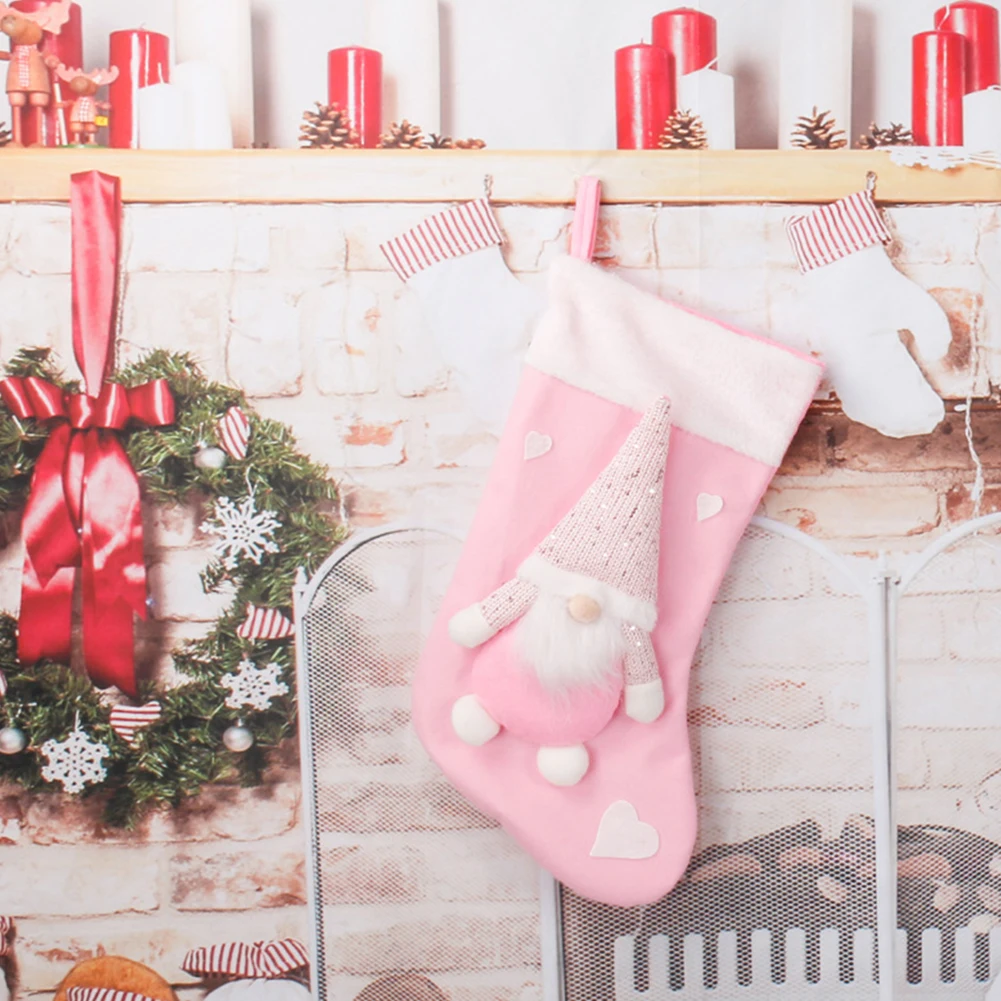Christmas Plush Santa Claus Fa - Christmas Stocking Hanging avaliação e preço